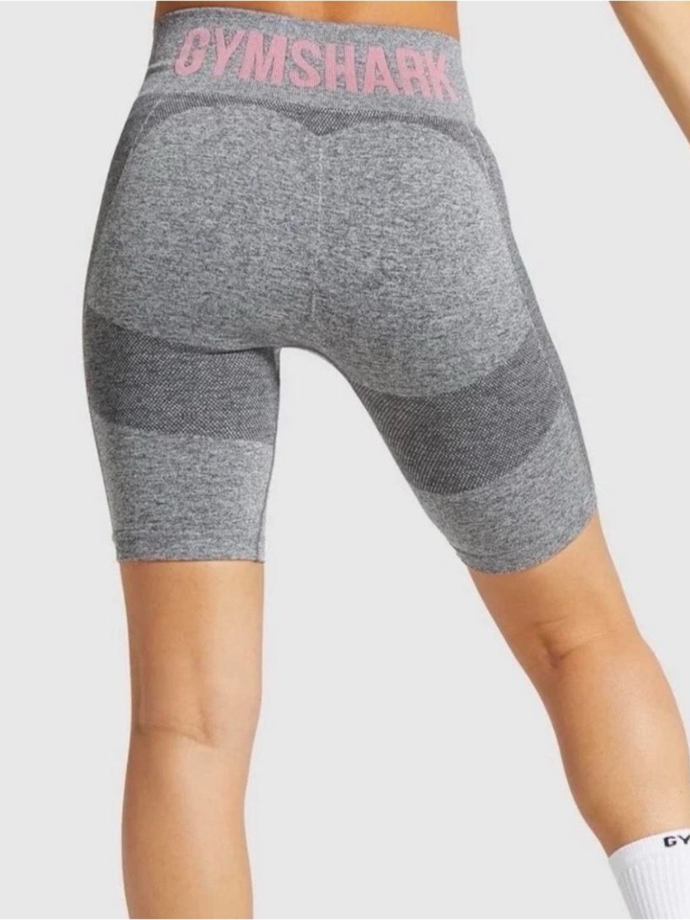 Gymshark Seamless Flex Cycling Shorts charcoal Marl/Pink High Waisted Medium